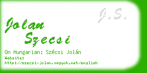 jolan szecsi business card